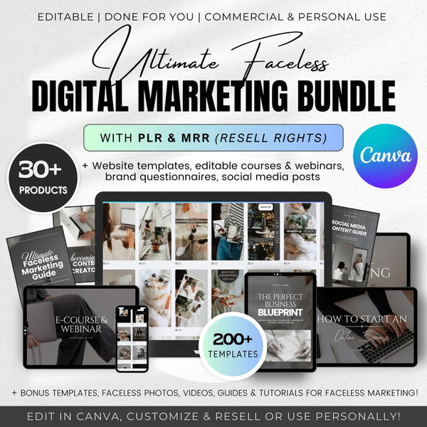ULTIMATE Faceless Digital Marketing Bundle (PLR&MRR) ⚠️ VERY LIMITED TIME OFFER ⚠️
