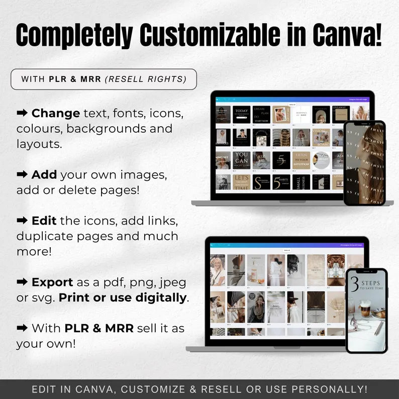 200+ TEMPLATES Bundle INSTAGRAM Posts & Stories (PLR&MRR)