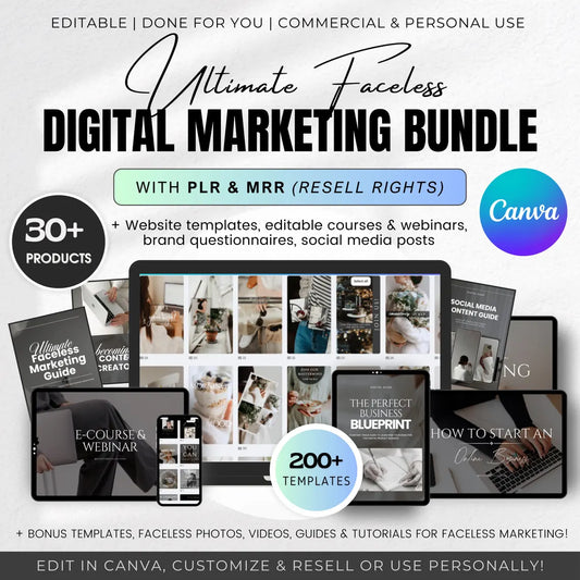ULTIMATE Faceless Digital Marketing Bundle (PLR&MRR) ⚠️ VERY LIMITED TIME OFFER ⚠️